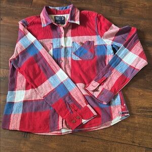 Red and Blue Plaid Button-Up Shirt